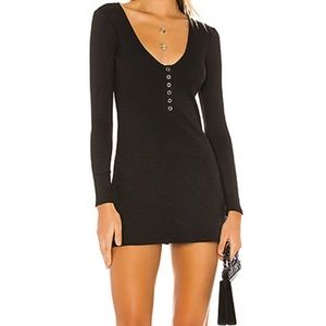 Privacy Please XS Emma Black Knit Ribbed Dress NWT